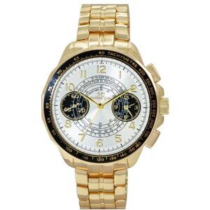 48mm Montres Carlo Men's Metal Band Luxury Sport Gold Analog Fashion Dress Watch